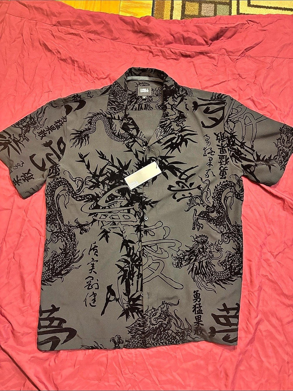 Drill Clothing Men's Abstract Shirt Gray & Black Size Medium NWT